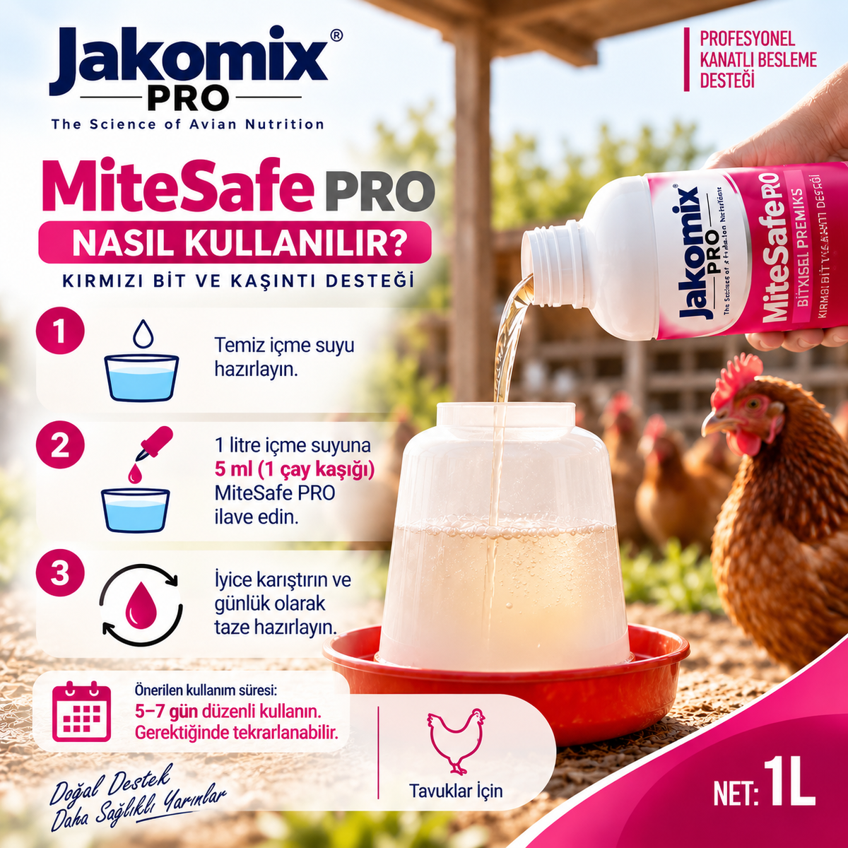 MiteSafe Pro - Kırmızı Bit ve Kaşıntı Desteği- 1LT