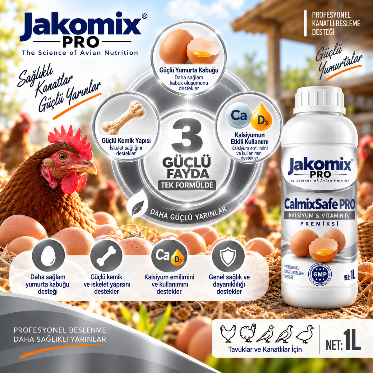 CalmixSafe Pro - Yumurta Kabuğu, Kemik ve Kalsiyum Desteği - 1LT