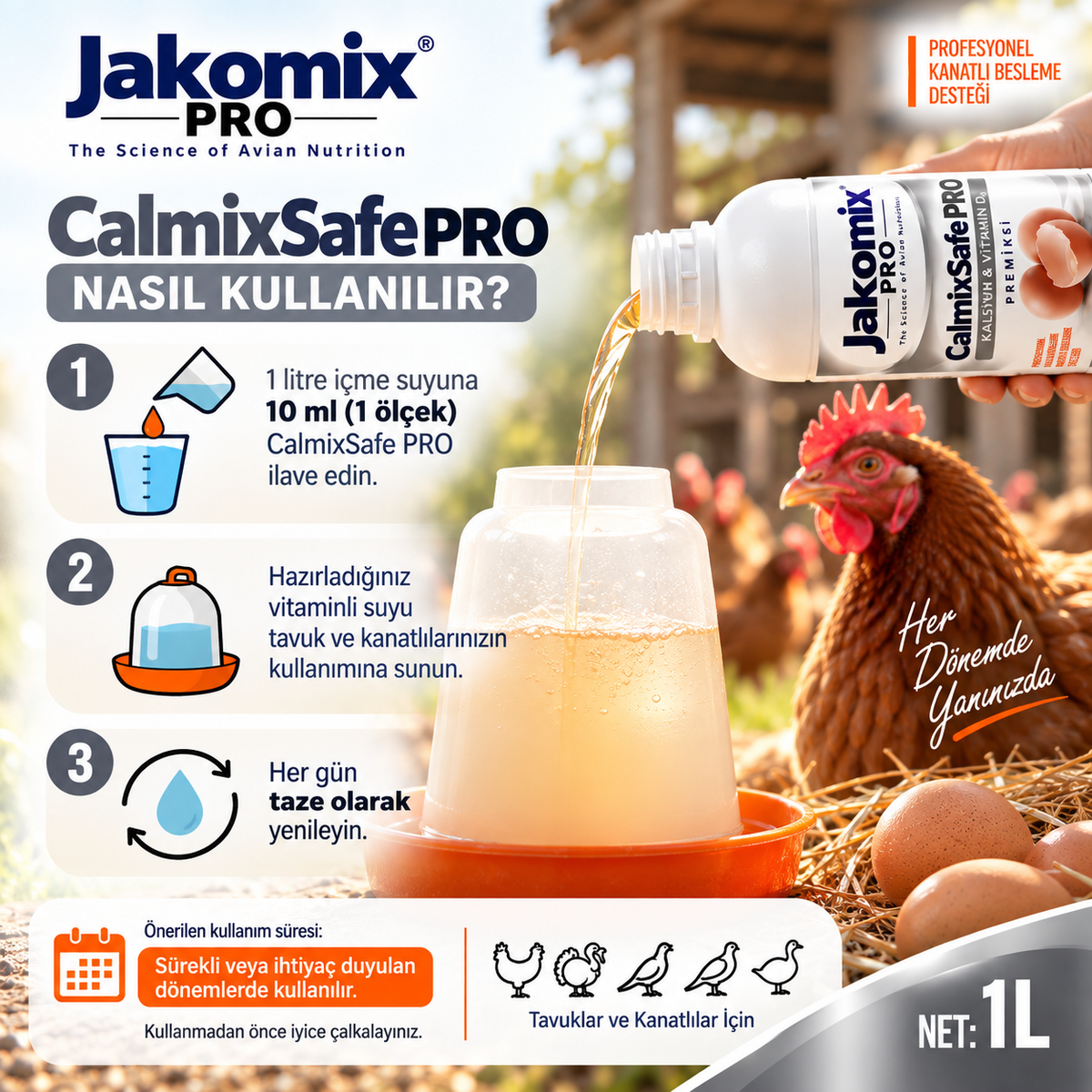 CalmixSafe Pro - Yumurta Kabuğu, Kemik ve Kalsiyum Desteği - 1LT